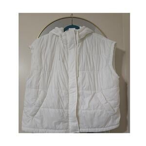 Zella White Puffer Vest with Hood - Size Large